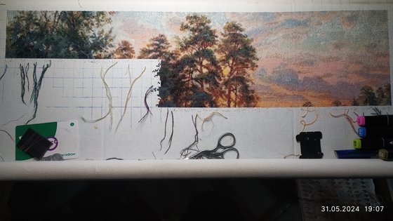 Этап процесса «Закат у реки.»