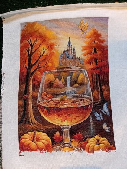 Этап процесса «Осенний пейзаж с бокалом»