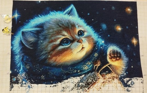 Этап процесса «Котёнок с фонариком»