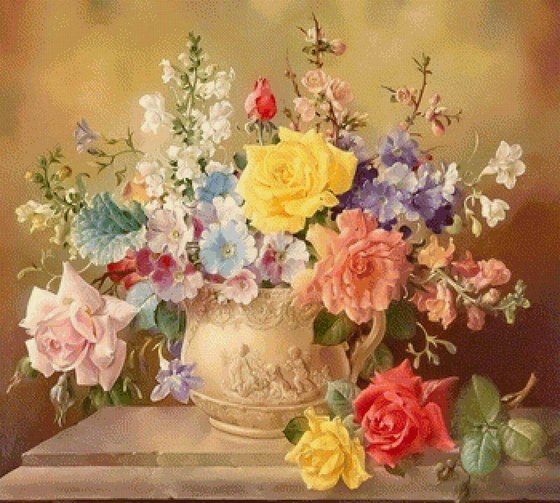 Этап процесса «Prelucrare "Natura moarta cu trandafiri", Harold Clayton»