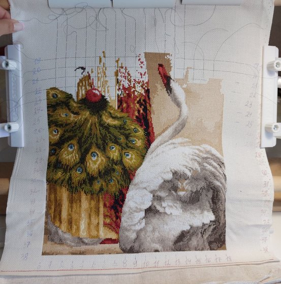 Этап процесса «Девушка с лебедем»