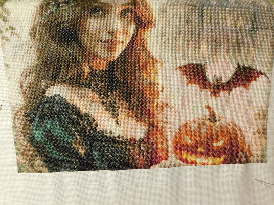 Этап процесса «Девушка с тыквой»