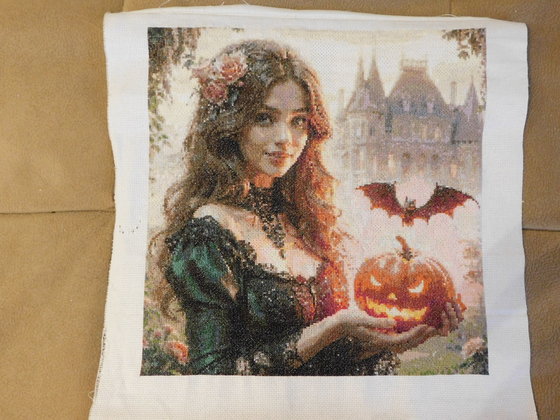 Этап процесса «Девушка с тыквой»