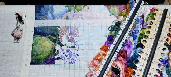 Этап процесса «Букет пионов»